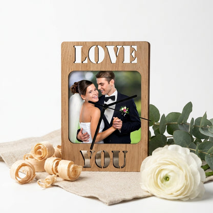 שעון עץ בעיצוב אישי עם חיתוך לייזר LOVE YOU